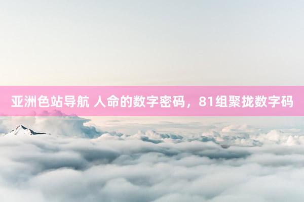 亚洲色站导航 人命的数字密码，81组聚拢数字码